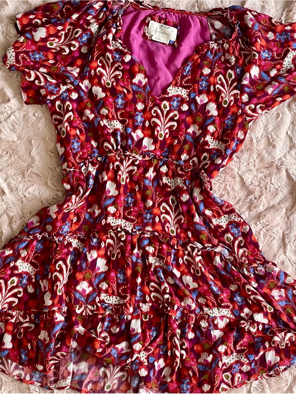 Anthropologie Floral Tiered Ruffle Dress